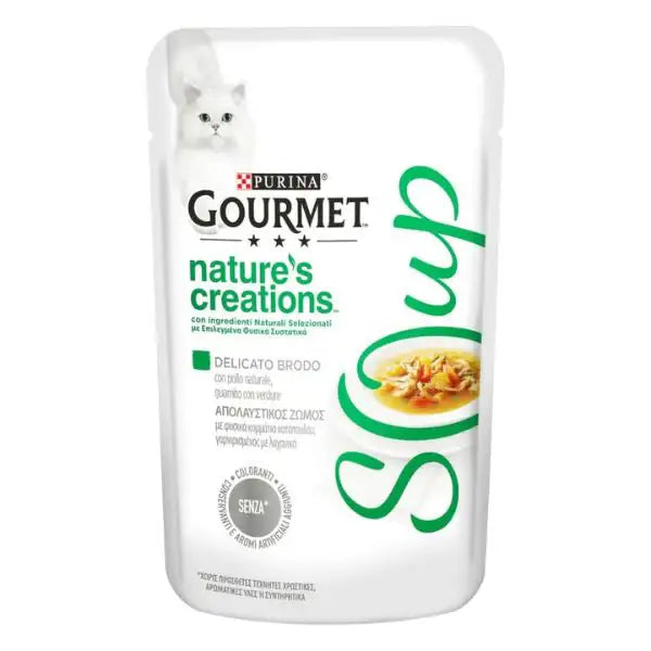 Purina Gourmet Nature's Creations Soup Umido gatto 40 gr  Pollo e verdure bauzaarit.myshopify.com