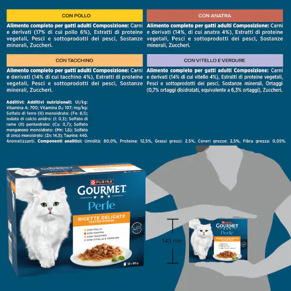 Purina Gourmet Perle selezionate Filettini in salsa multipack 12x85 gr   Bauzaar.it