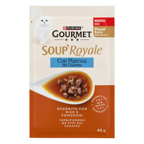 Purina Gourmet Soup Royale Filetti in brodo di cottura 45 gr  Platessa Bauzaar.it