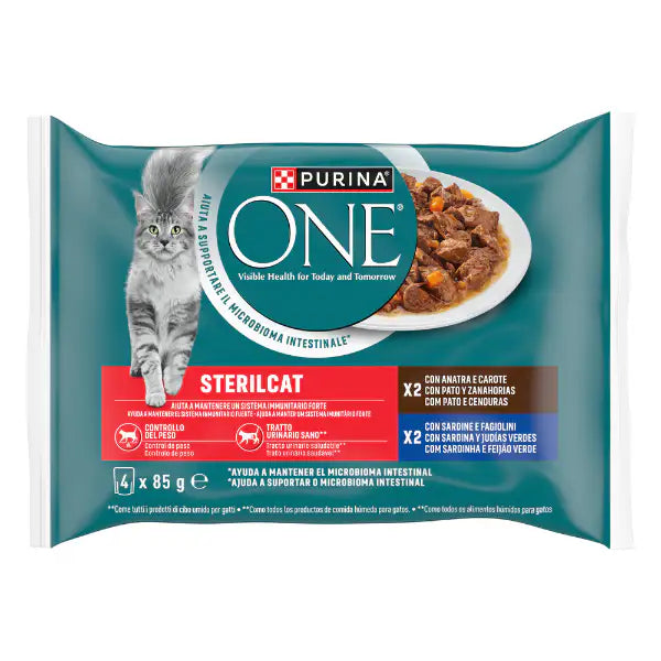 Purina One Cat Sterilised filettini in salsa multipack 4x85 gr  2x Salmone 2x Tacchino Bauzaar.it