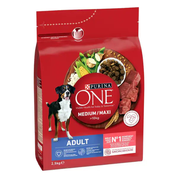 Purina One Dog Adult Medium/Maxi ricco di Manzo e riso  2,5 kg bauzaarit.myshopify.com