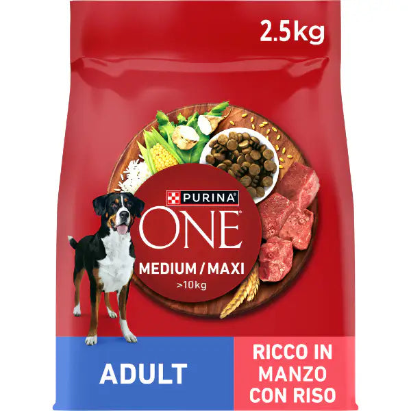 Purina One Dog Adult Medium/Maxi ricco di Manzo e riso   Bauzaar.it