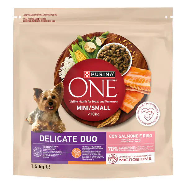 Purina One Dog Adult Mini/Small Delicate Duo con Salmone e riso   Bauzaar.it