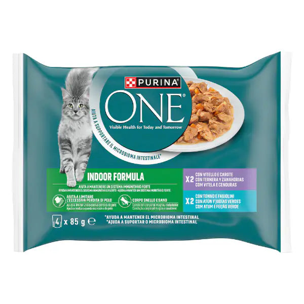 Purina One Indoor Cat Adult filettini in salsa multipack 4x85 gr   Bauzaar.it