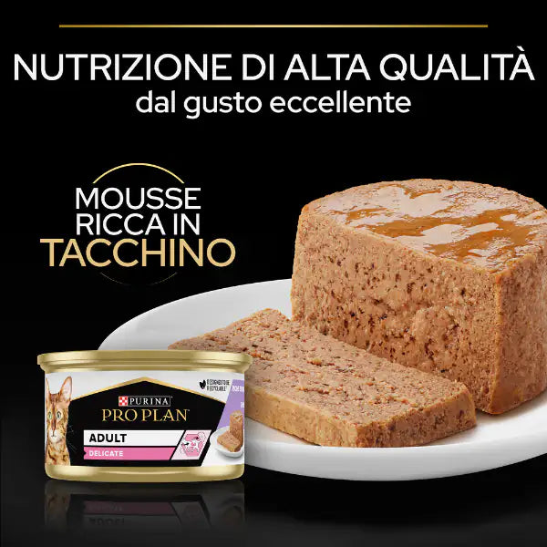 Purina Pro Plan Adult Delicate Umido Gatti Mousse Tacchino 85 g   bauzaarit.myshopify.com