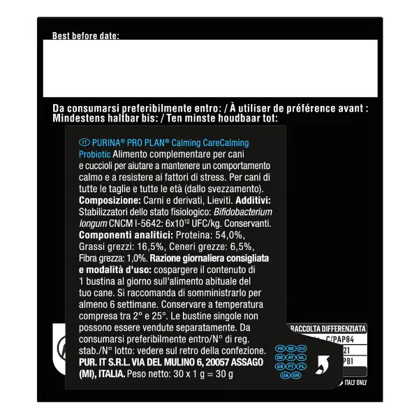Purina Pro Plan Calming Care Canine Probiotic Supporto comportamentale in polvere per cani   Bauzaar.it
