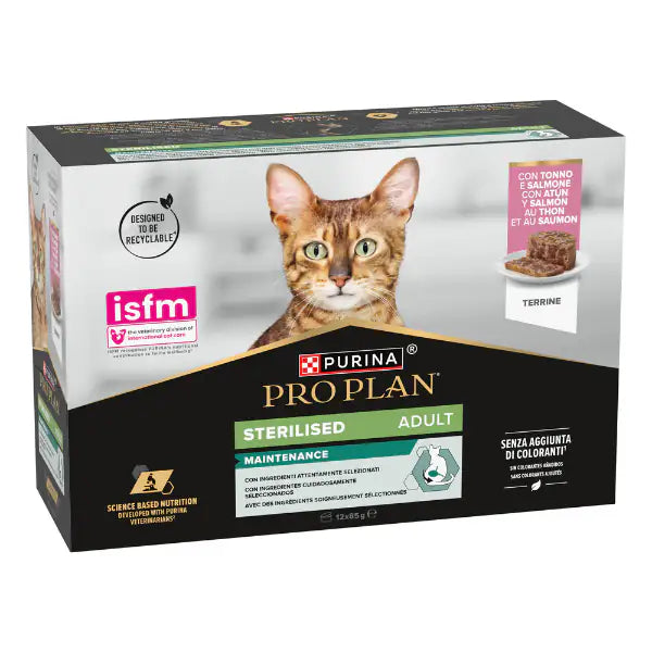 Purina Pro Plan Cat Adult Sterilised Maintenance Terrine Multipack 12x85g   bauzaarit.myshopify.com