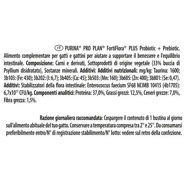 Purina Pro Plan Fortiflora Plus probiotico+prebiotici per gatti   bauzaarit.myshopify.com