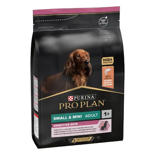 Purina Pro Plan Sensitive Skin Small & Mini Adult Crocchette Cane Salmone   bauzaarit.myshopify.com