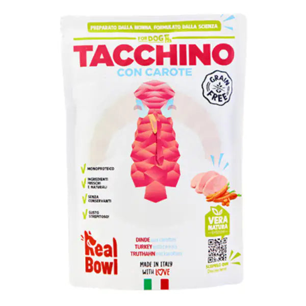 Real Bowl Dog All Breeds Grain Free 400 gr  Tacchino Bauzaar.it