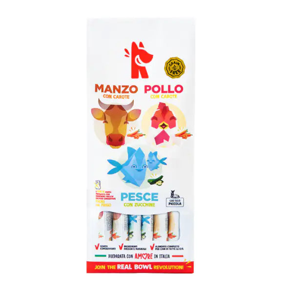 Real Bowl Dog All Breeds Grain Free multipack 7x150 gr  Mix: Manzo-Pollo-Pesce bauzaarit.myshopify.com