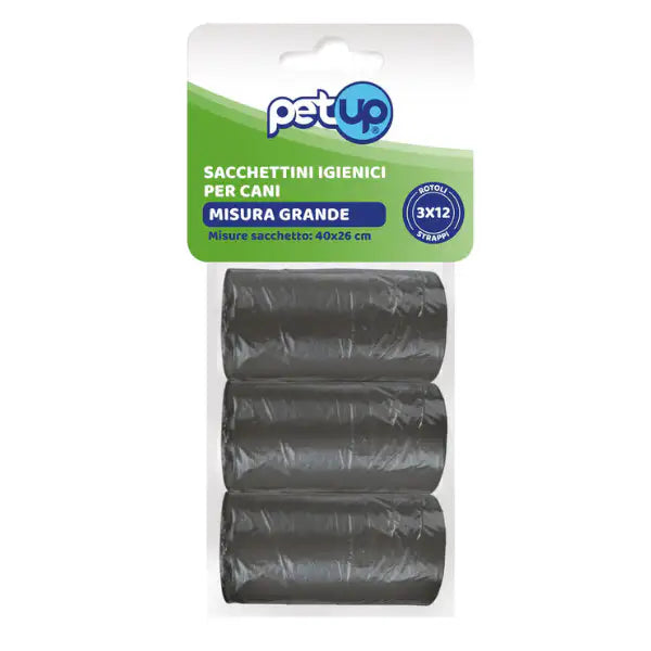 Sacchetti igienici per cani Bustine resistenti per deiezioni canine PetUp  3 rotoli da 12 bustine Bauzaar.it