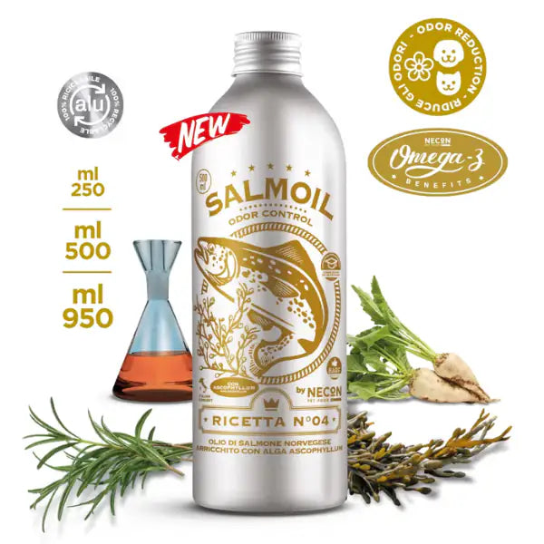 Salmoil olio di salmone per cani e gatti Controllo degli Odori   bauzaarit.myshopify.com