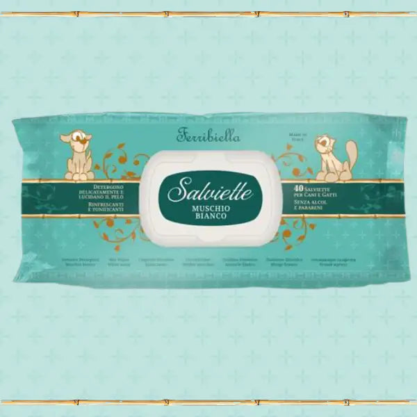 Salviette detergenti umidificate funzionali per cani e gatti Ferribiella  Muschio bianco Bauzaar.it