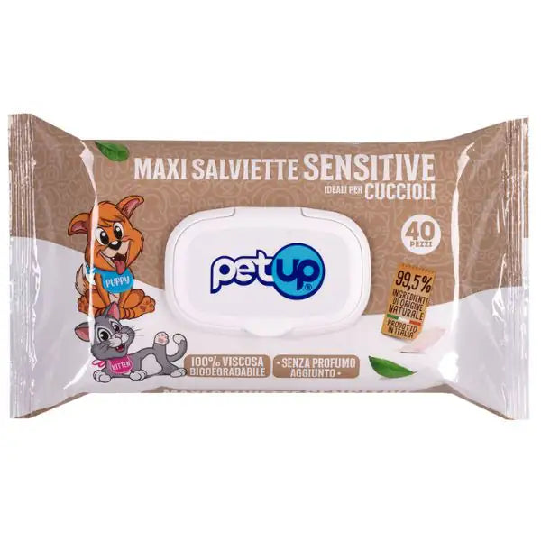 Salviette igieniche Bio Sensitive per cuccioli PetUp  Senza profumo aggiunto - Confezione da 40 pezzi bauzaarit.myshopify.com