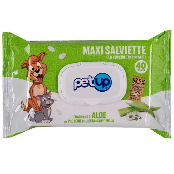 Salviette igieniche Maxi PetUp  Aloe vera - confezione da 40 pz bauzaarit.myshopify.com