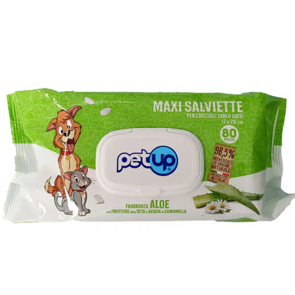 Salviette igieniche Maxi PetUp  Aloe vera - confezione da 80 pz bauzaarit.myshopify.com