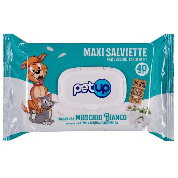 Salviette igieniche Maxi PetUp  Muschio bianco - confezione da 40 pz bauzaarit.myshopify.com