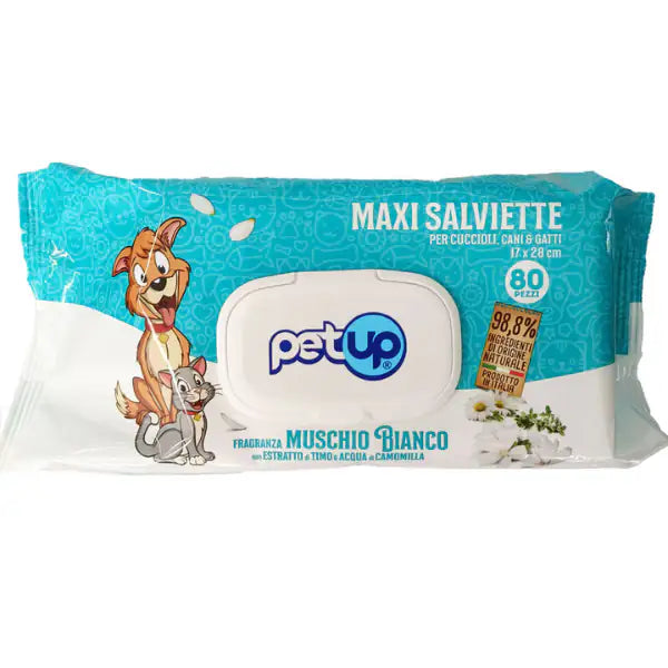 Salviette igieniche Maxi PetUp  Muschio bianco - confezione da 80 pz bauzaarit.myshopify.com
