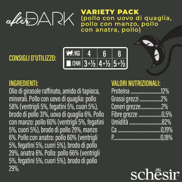 Schesir After Dark Cat Variety Pack Filetti in brodo 12x80 gr   bauzaarit.myshopify.com