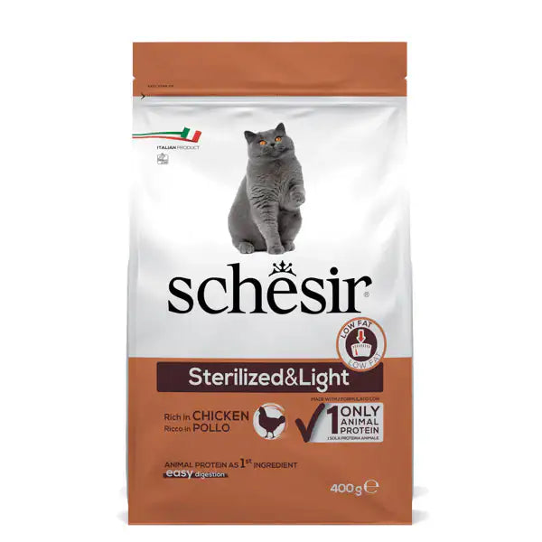 Schesir Cat Dry Sterilized and Light Pollo  400 gr bauzaarit.myshopify.com