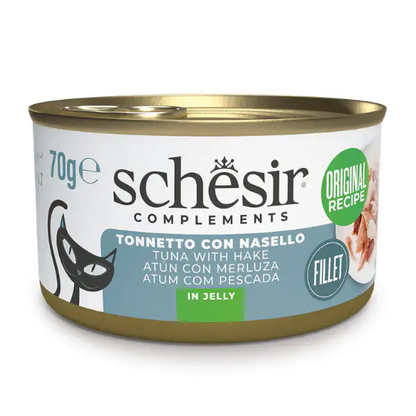 Schesir Cat Soft Adult filetti in gelatina alimento complementare lattina 70 gr  Tonnetto e nasello bauzaarit.myshopify.com