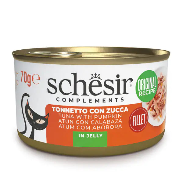 Schesir Cat Soft Adult filetti in gelatina alimento complementare lattina 70 gr  Tonnetto e zucca bauzaarit.myshopify.com