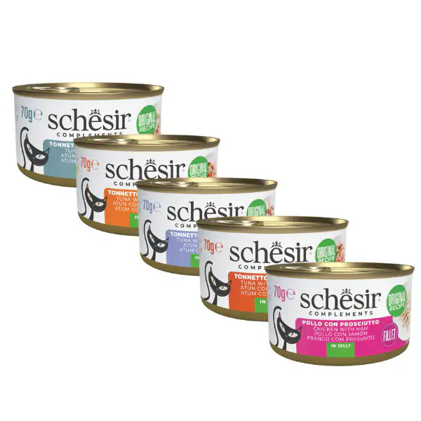 Schesir Cat Soft Adult filetti in gelatina alimento complementare lattina 70 gr   bauzaarit.myshopify.com