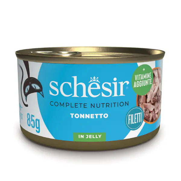 Schesir Cat Soft Adult filetti in gelatina alimento completo lattina 85 gr  Tonnetto bauzaarit.myshopify.com