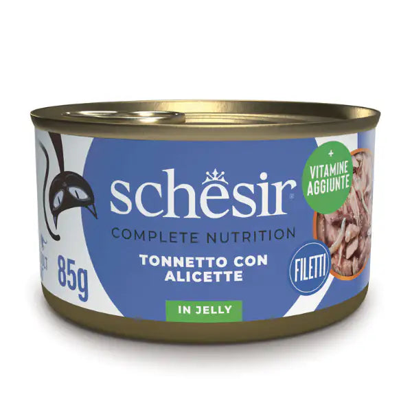 Schesir Cat Soft Adult filetti in gelatina alimento completo lattina 85 gr  Tonnetto bauzaarit.myshopify.com