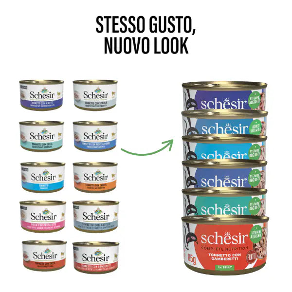 Schesir Cat Soft Adult filetti in gelatina alimento completo lattina 85 gr   bauzaarit.myshopify.com