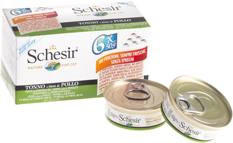 Schesir Cat Soft Adult filetti in gelatina alimento completo lattina Multipack 6x50 gr  Tonnetto bauzaarit.myshopify.com
