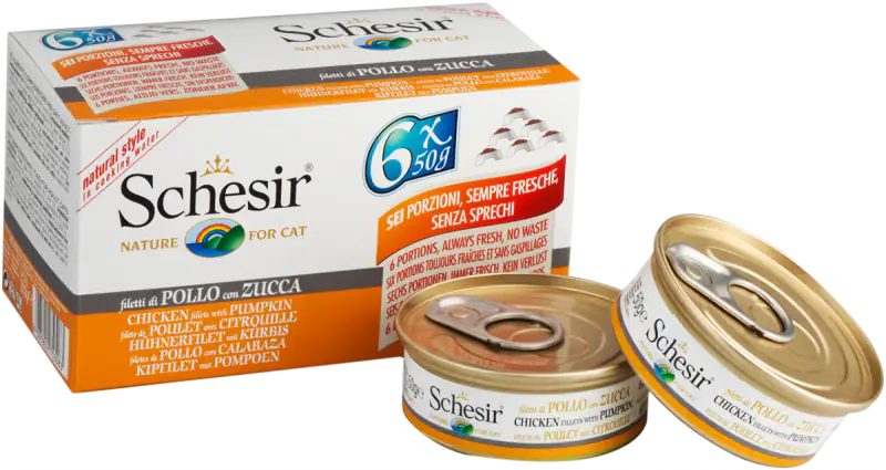 Schesir Cat Soft Adult filetti in gelatina alimento completo lattina Multipack 6x50 gr   bauzaarit.myshopify.com