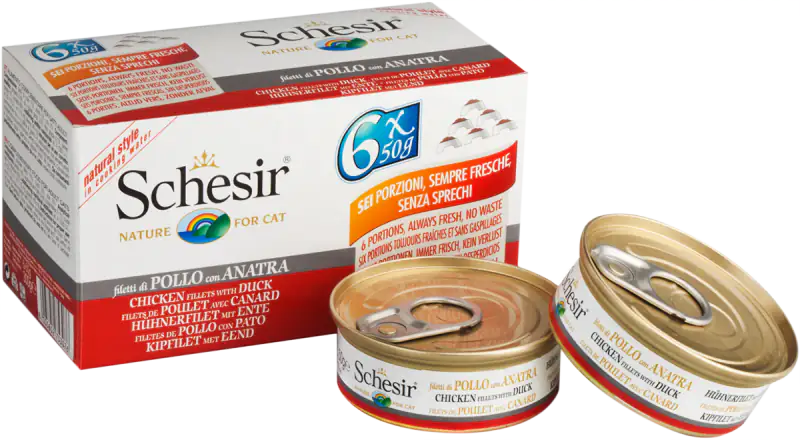 Schesir Cat Soft Adult filetti in gelatina alimento completo lattina Multipack 6x50 gr   bauzaarit.myshopify.com
