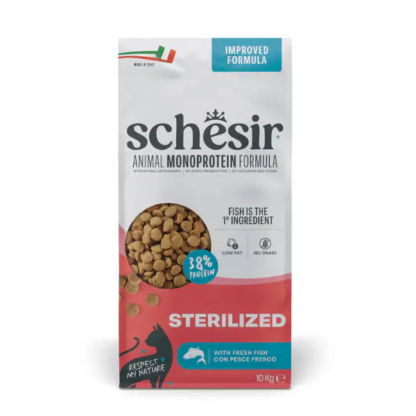 Schesir Cat Sterilized  Monoprotein formula Grain free Low Fat Pesce fresco  10 kg Bauzaar.it