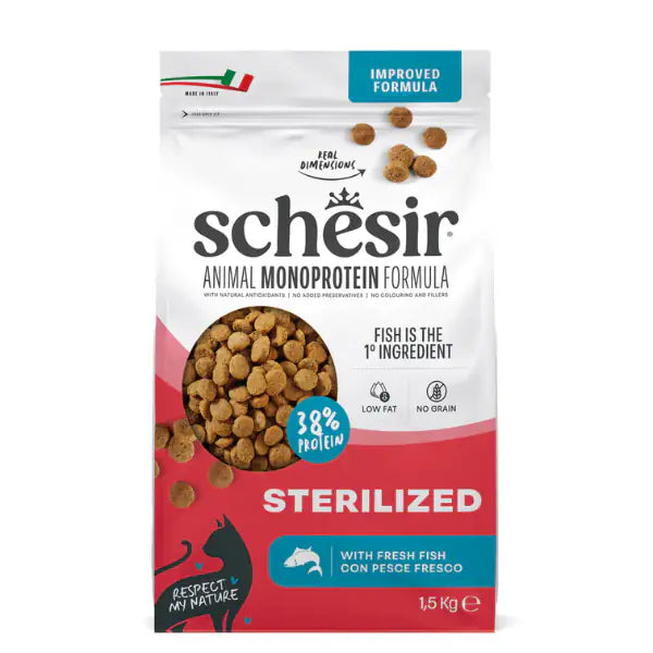Schesir Cat Sterilized  Monoprotein formula Grain free Low Fat Pesce fresco   Bauzaar.it