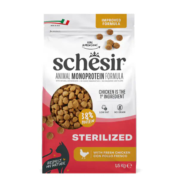 Schesir Cat Sterilized  Monoprotein formula Grain free Low Fat Pollo fresco   Bauzaar.it