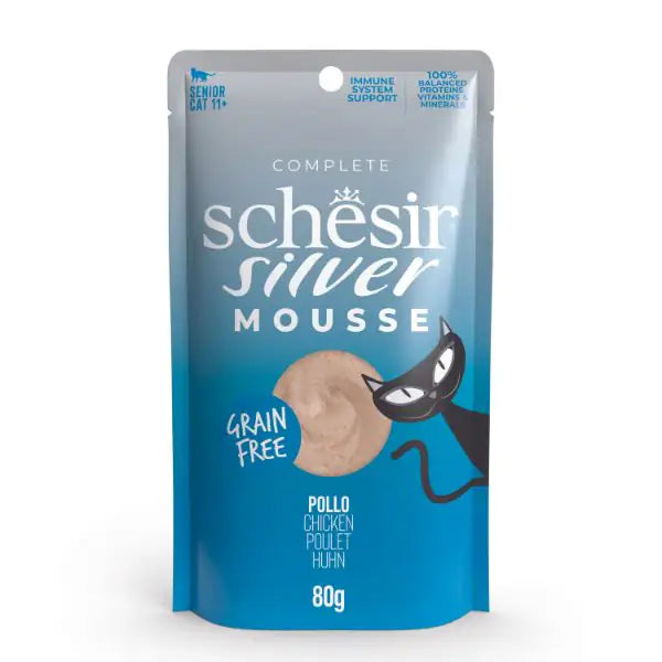 Schesir Silver Cat Senior Mousse Grain Free 80 g  Pollo bauzaarit.myshopify.com