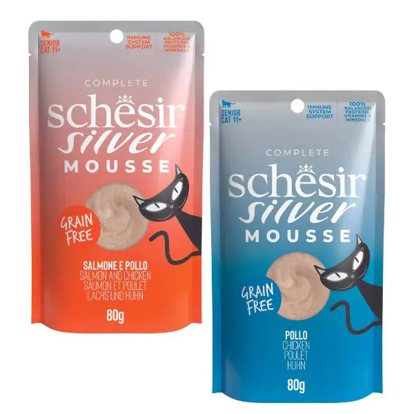 Schesir Silver Cat Senior Mousse Grain Free 80 g   bauzaarit.myshopify.com