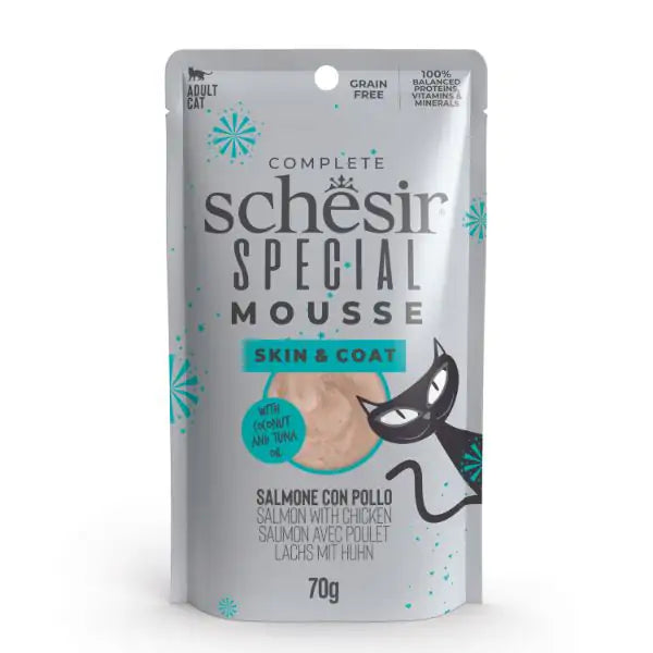 Schesir Special Cat Mousse Grain Free 70 g  Skin e Coat: salmone con pollo bauzaarit.myshopify.com