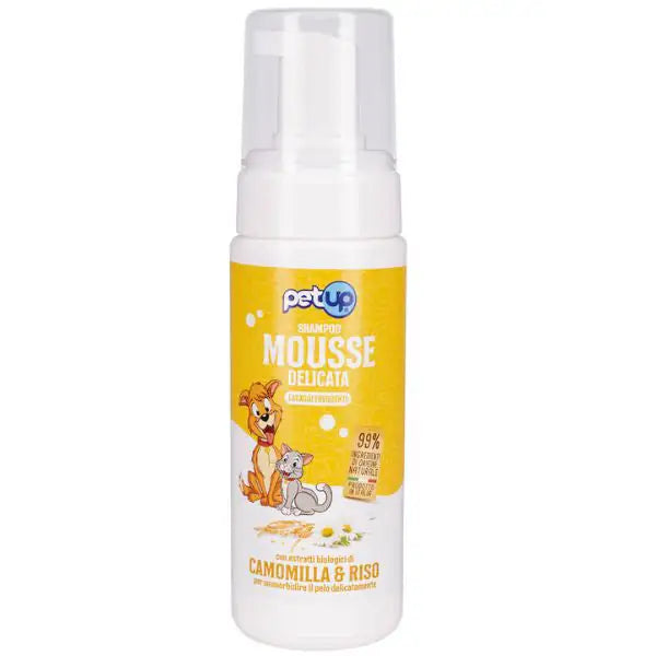 Shampoo Mousse Delicata per lavaggi frequenti PetUp 200 ml  Camomilla e riso bauzaarit.myshopify.com