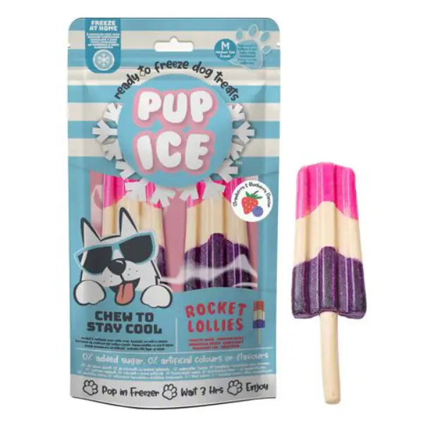 Snack per cani Gelato pronto all'uso Pup Ice 90 gr  Fragola e lamponi - Rocket Lollies Bauzaar.it