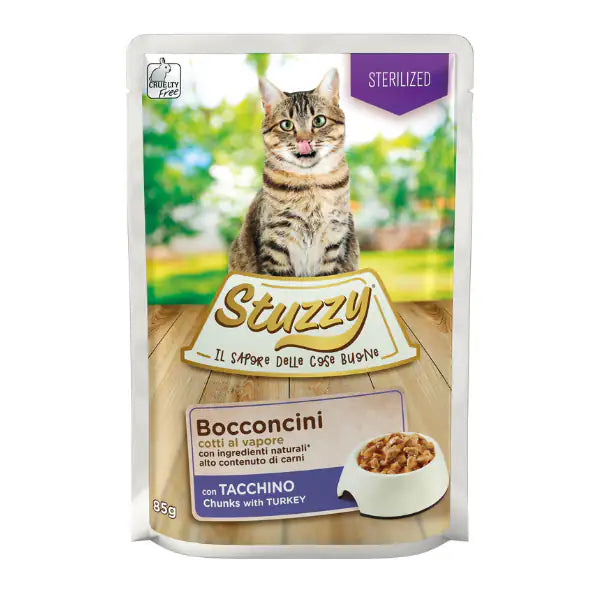Stuzzy Cat Bocconcini Sterilized cotti al vapore 85 gr  Pollo bauzaarit.myshopify.com