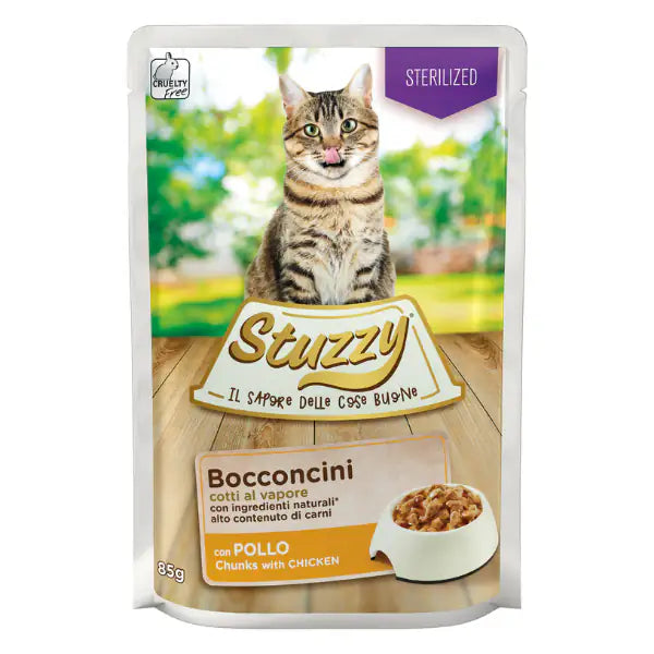 Stuzzy Cat Bocconcini Sterilized cotti al vapore 85 gr  Tacchino bauzaarit.myshopify.com