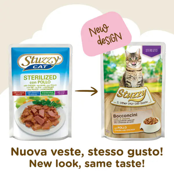 Stuzzy Cat Bocconcini Sterilized cotti al vapore 85 gr   bauzaarit.myshopify.com