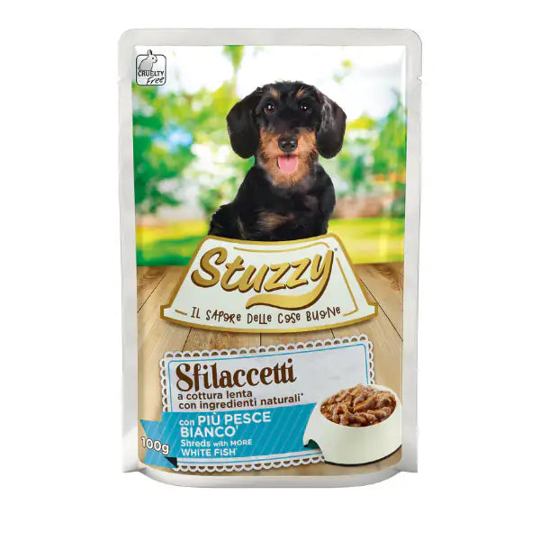 Stuzzy Dog Sfilaccetti a cottura lenta 100 gr  Pesce bianco bauzaarit.myshopify.com