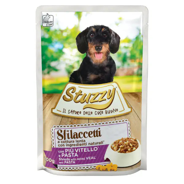 Stuzzy Dog Sfilaccetti a cottura lenta 100 gr  Vitello e Pasta bauzaarit.myshopify.com