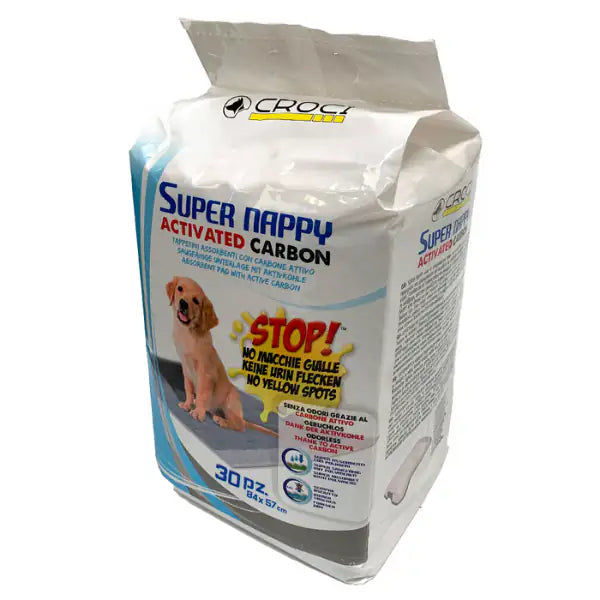 Tappetini Igienici Super Nappy Carbone Attivo Croci  84 x 57 - 30 pezzi bauzaarit.myshopify.com