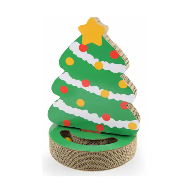 Tiragraffi Cartone Albero di Natale con palline integrate Leopet   Bauzaar.it