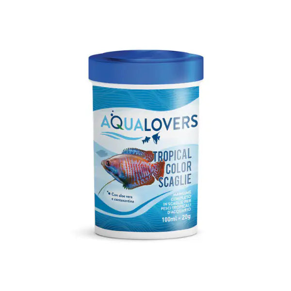 Tropical Color Aqualovers Mangime completo in scaglie per pesci tropicali colorati, con vitamine e aloe vera  20 gr bauzaarit.myshopify.com